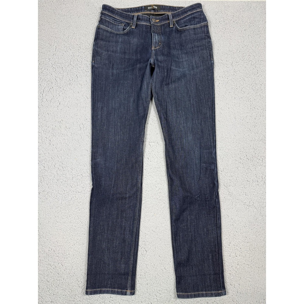 DU/ER Jeans Mens 34x34 Dark Wash Blue Slim Straight Performance Stretch Denim